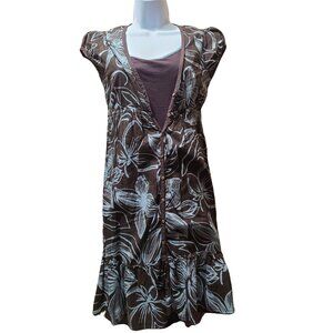 O’Neill Women’s Size Medium 2‑Piece Floral Dress Set Brown/Blue Hawaiian Print